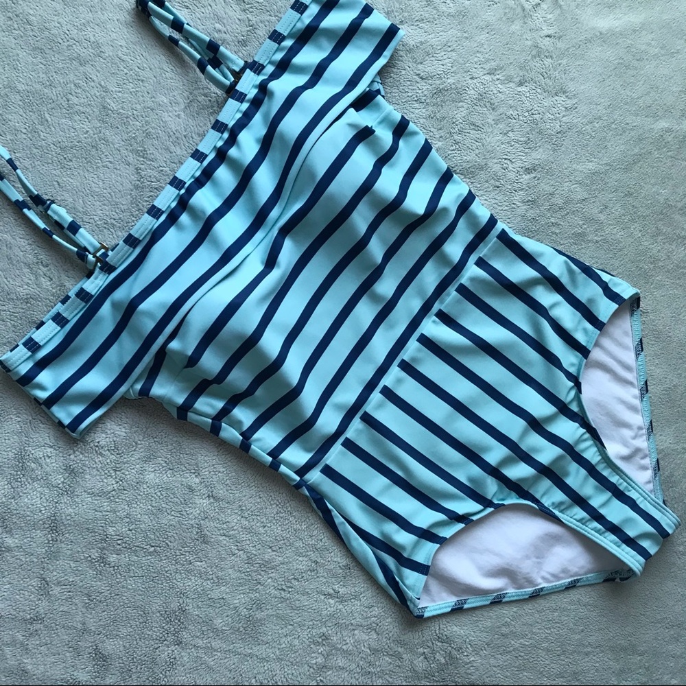Modcloth Erica 1-Piece Striped Retro Swimsuit S